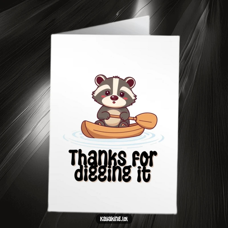 Funny Free Printable Thank You Card: A brave badger skillfully navigating a kayak with a paddle.