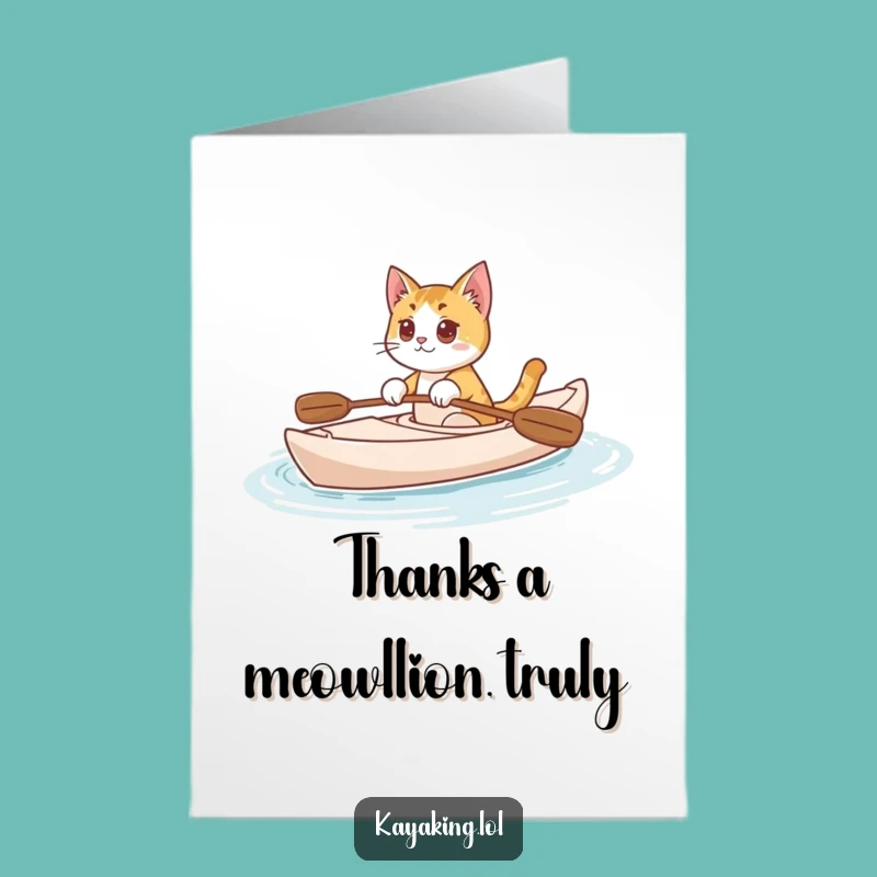 Free Printable Thank You Card: Curious Cat Kayaking Thanks Funny Downloadable