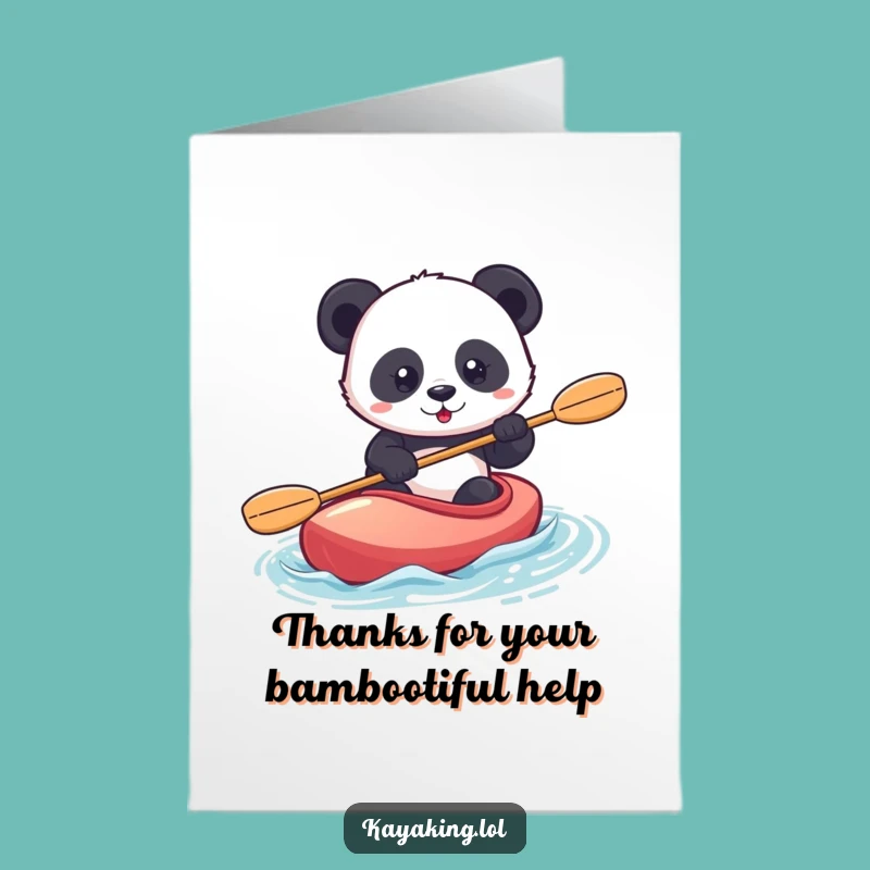 Free Printable Thank You Card: Panda Kayaking Funny Gratitude Downloadable Greeting Gift