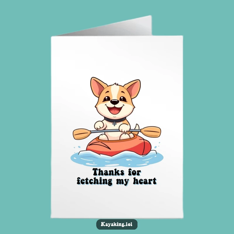 Free Printable Thank You Card: Happy Dog Kayaking Funny Gratitude Downloadable Greeting Gift