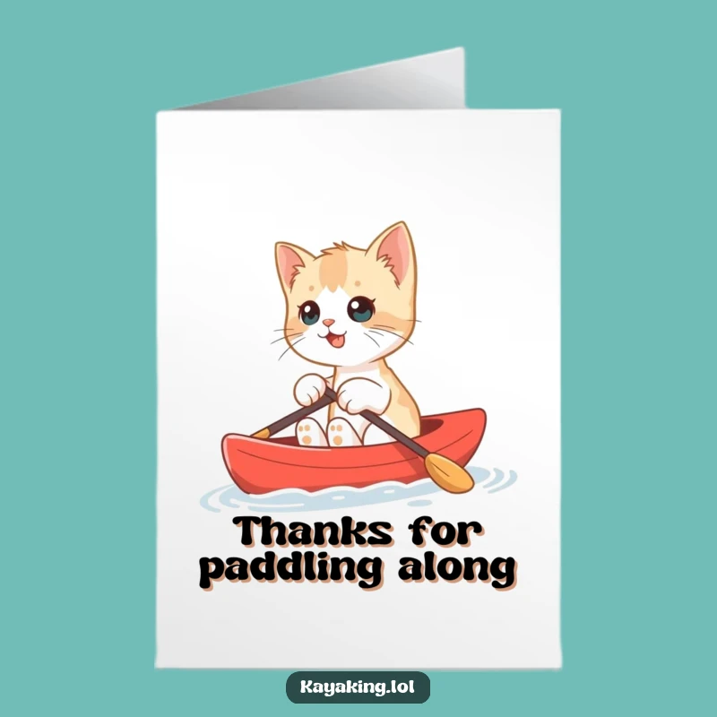 Free Printable Kitten Kayak Thank You Card - Humorous Downloadable for Expressing Gratitude