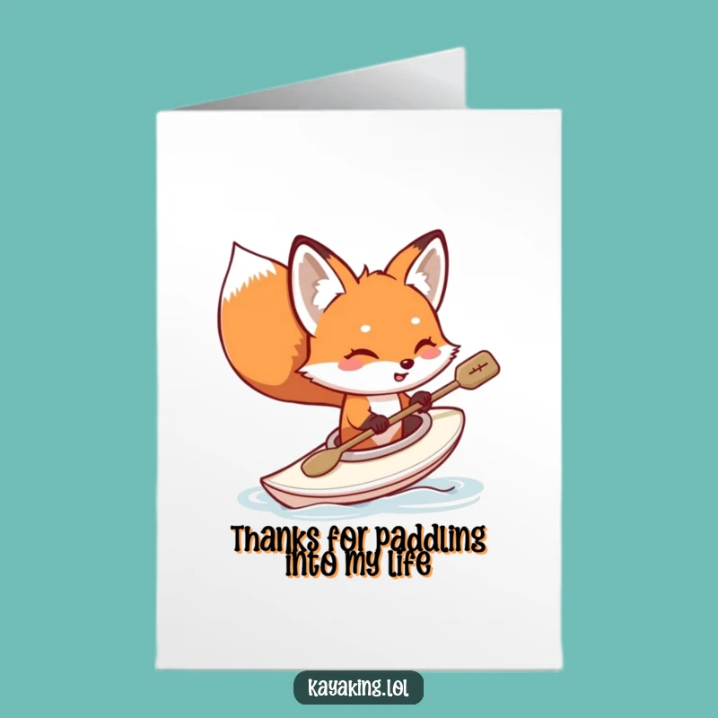 Free Printable Fox Thank You Card: Kayak Adventure Downloadable Gift
