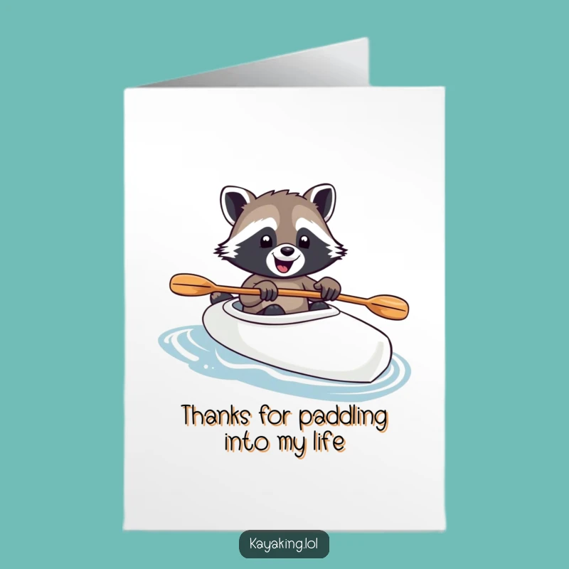 Free Printable Raccoon Kayak Thank You Card - Funny Downloadable Gift