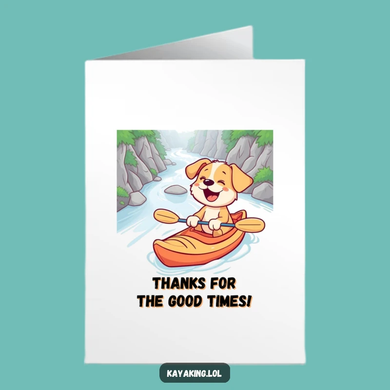 Free Printable Thank You Card: Surprised Puppy Kayaking - Giggles Downloadable Gratitude Gift