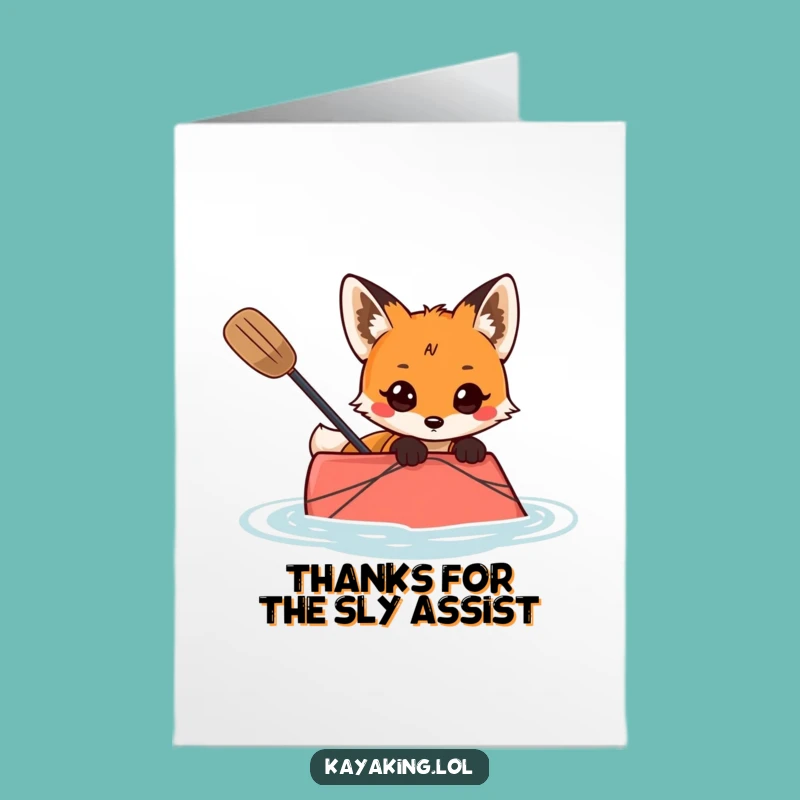 Free Printable Thank You Card: Curious Fox Kayaking, Funny Downloadable Gift