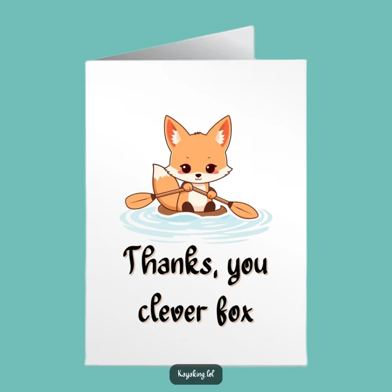 Free Printable Thank You Card: Determined Fox Kayak Effort - Funny Downloadable