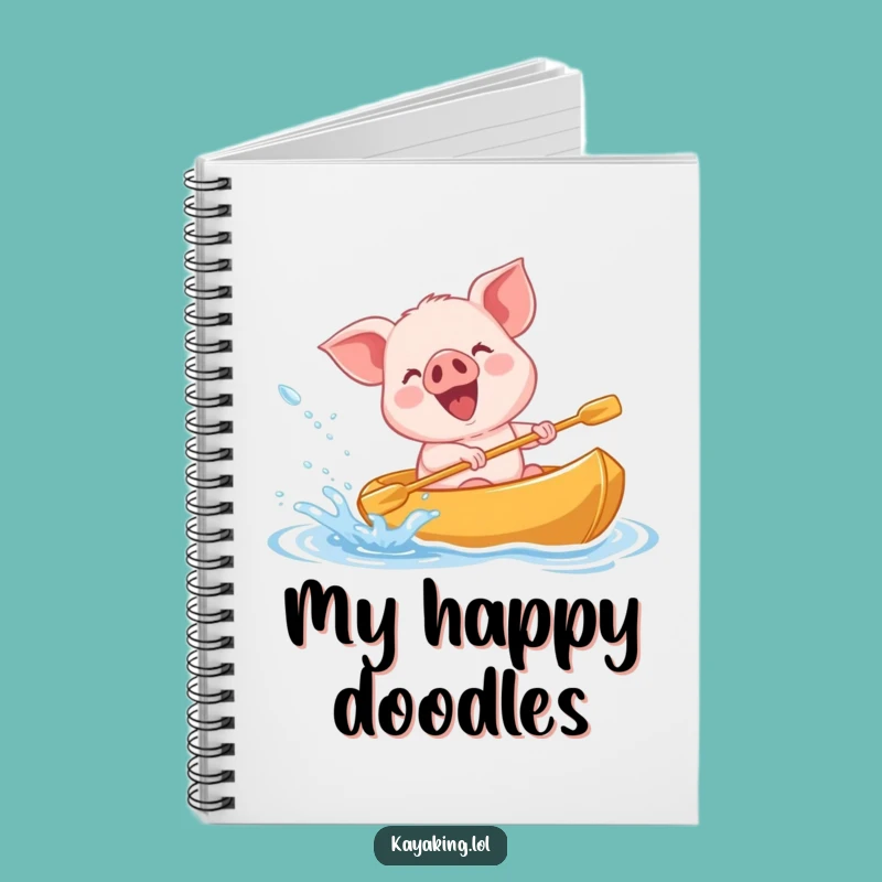 Funny Giggling Piglet Kayak Notebook - Journal of Joyful Moments