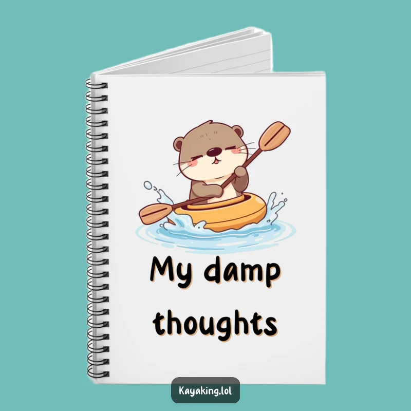 Funny Winking Otter Kayak Notebook - Playful Cartoon Animal Journal Gift
