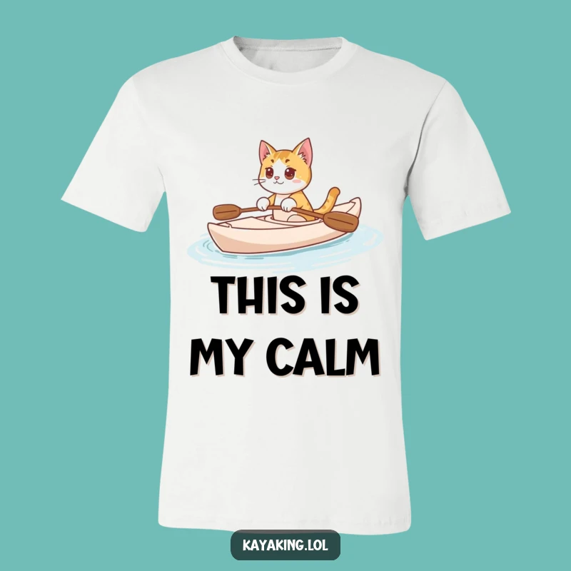 Funny Cat Kayak T-Shirt: Curious Kitty Gliding Calmly, An Adorable & Funny Gift Idea