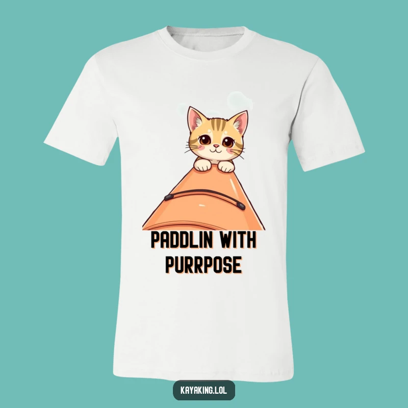 Funny Curious Cat Kayak T-Shirt - Whimsical Pet Lover Gift