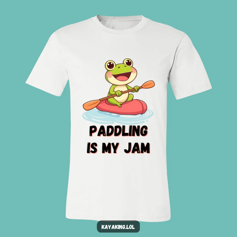 Funny Frog Kayak T-Shirt: Enthusiastic Paddling Frog, Great Funny Gift!