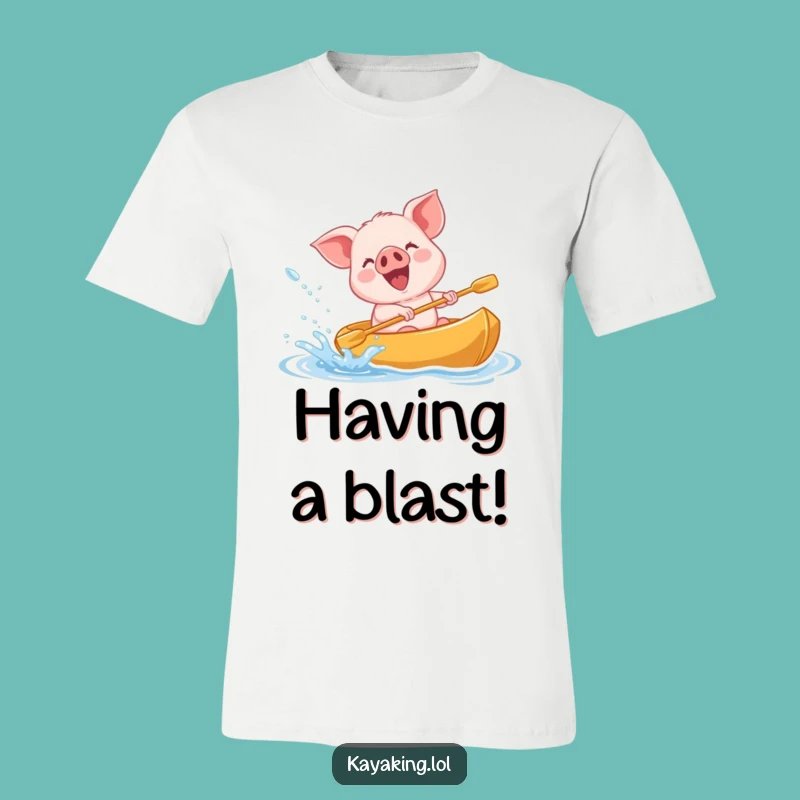 Funny Giggling Piglet Kayak T-Shirt - Splashy Fun Tee