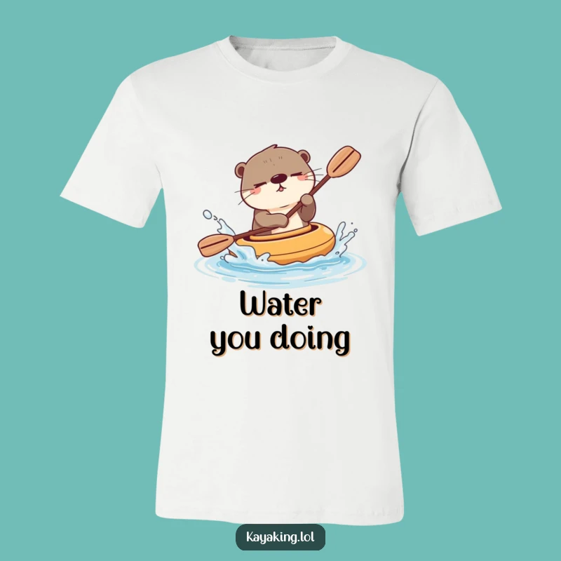 Funny Winking Otter Kayak T-Shirt - Splashy Cartoon Animal Gift
