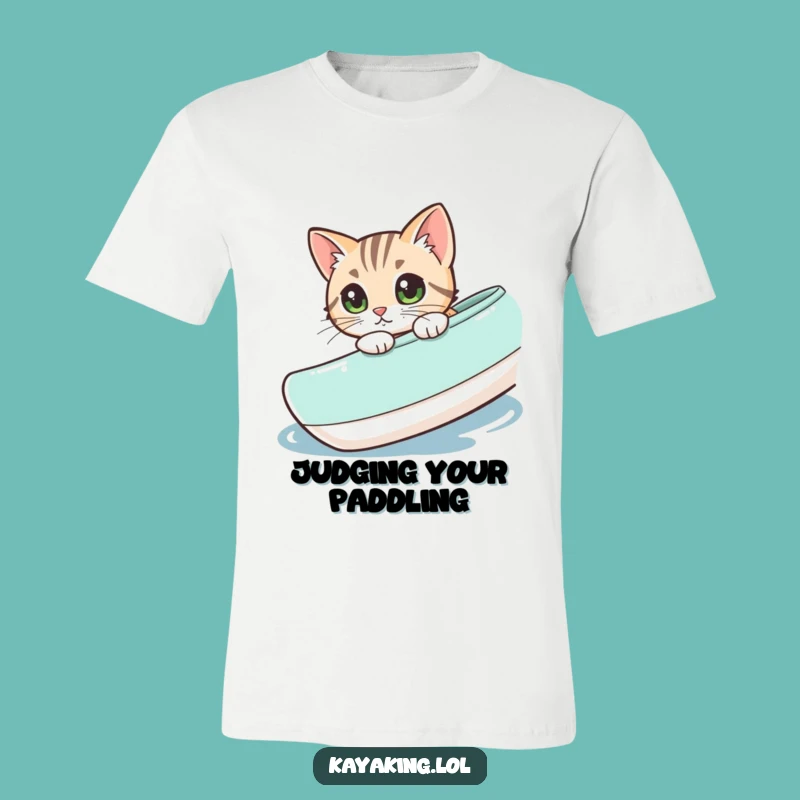 Funny Cat Kayak T-Shirt: Curious Kitty Peeking, Awesome Funny Gift!