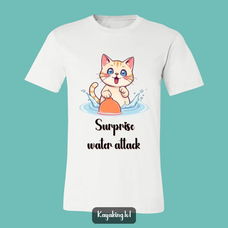 Funny Cat Splash T-Shirt: Show Off Your Fun Side with this Surprised Character Tee, a Great Funny Gift!