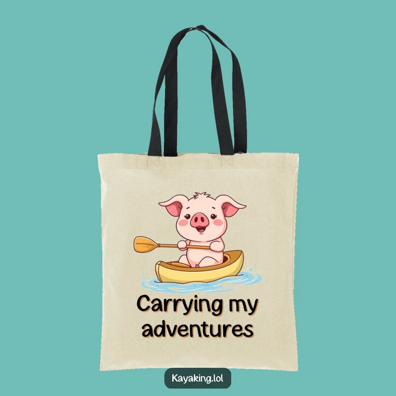 Funny Kayaking Pig Tote Bag - Practical & Hilarious Travel Gift