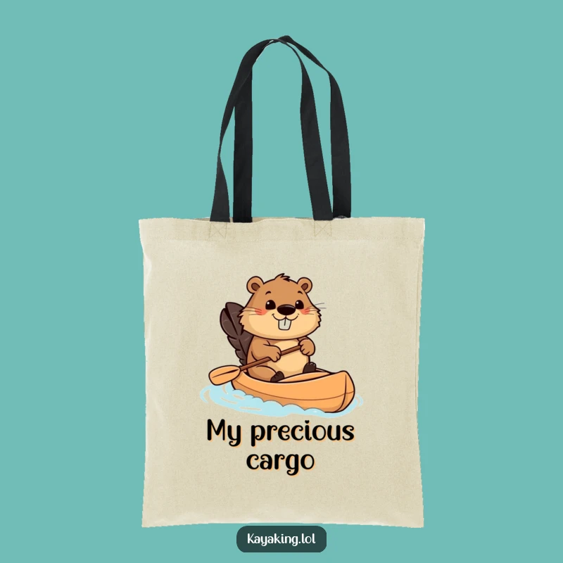 Funny Beaver Kayak Tote Bag: Carry Your Essentials with this Determined Paddler's Humor