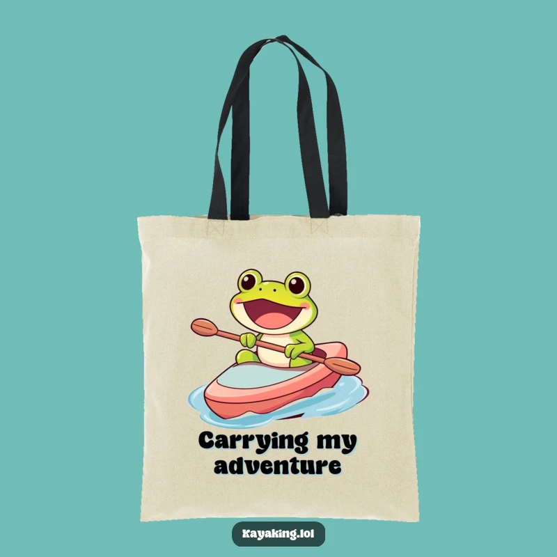 Funny Frog Kayak Tote Bag: Happy Character, Perfect Humorous Gift for Errands