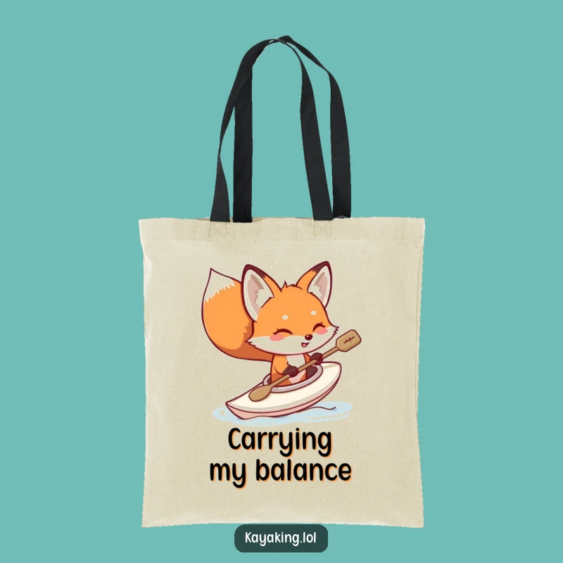Funny Kayaking Fox Tote Bag: Carry Your Laughs on This Hilarious Adventure
