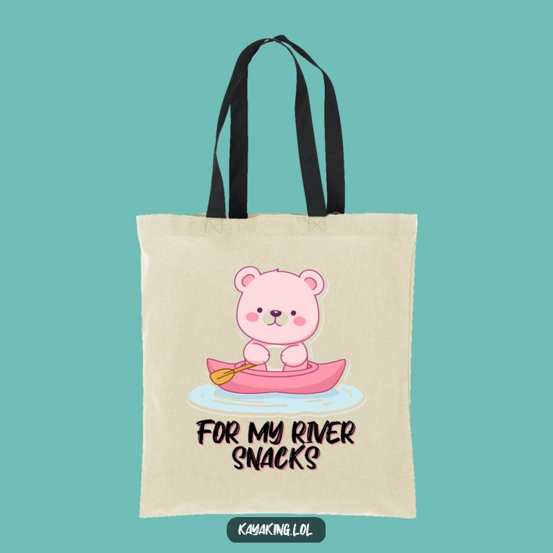 Funny Pink Bear Kayak Tote Bag: Cute Humorous Gift for Water Enthusiasts