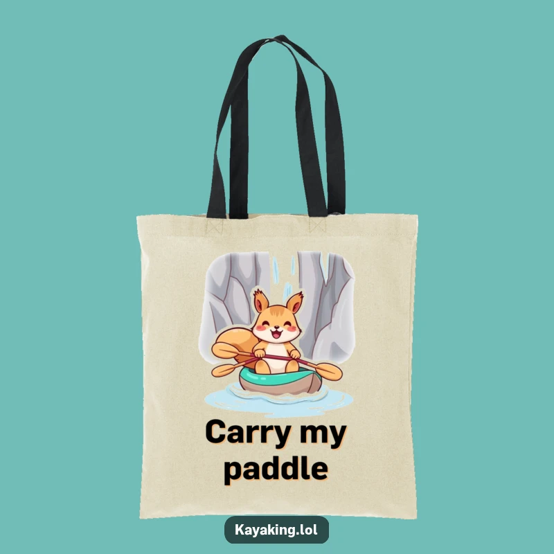 Funny Squirrel Kayak Waterfall Tote Bag: Carry Your Essentials with a Smile