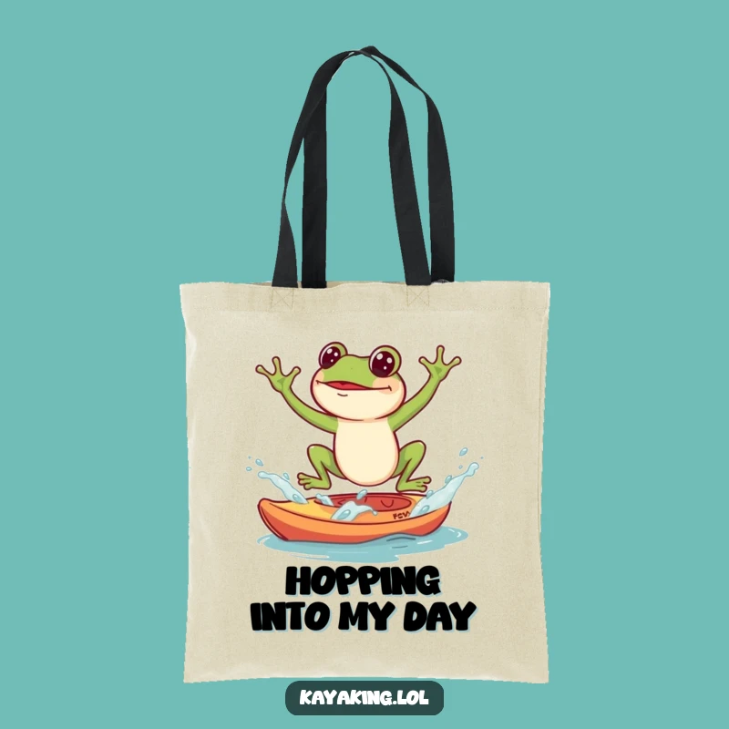 Funny Frog Kayak Splash Tote Bag: Humorous Accessory, Perfect Gift for Errands