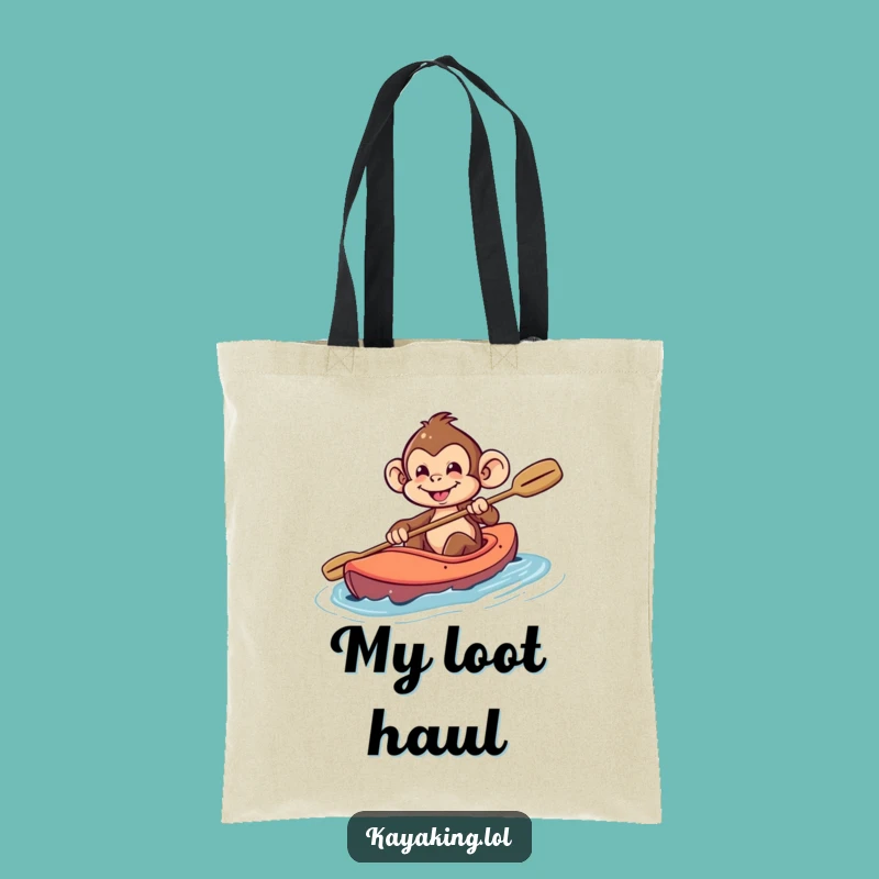 Funny Monkey Kayak Tote Bag: Carry Your Adventure with this Playful Design, an Ideal Funny Gift!